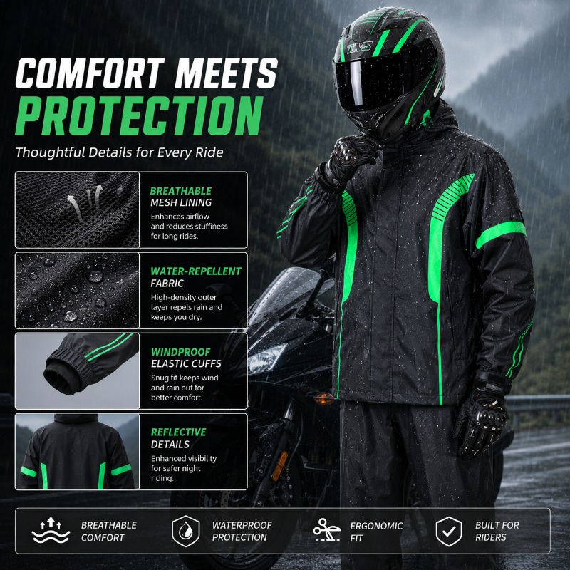 بدلة واقية من المطر للدراجات ا - مراجعة Fishing Rain Suit وسعره